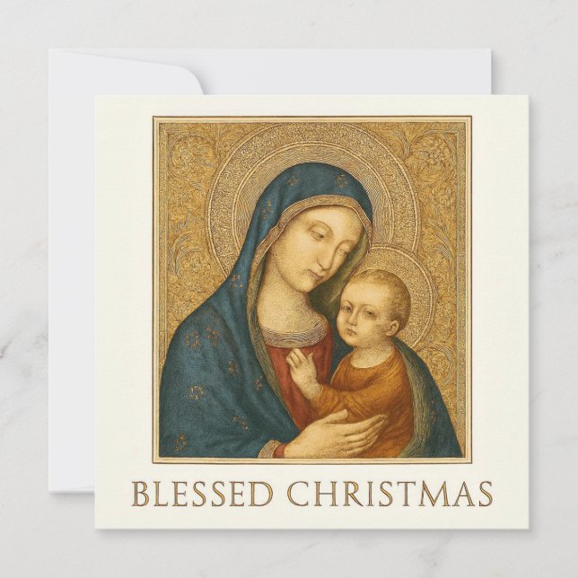 Blessed Christmas Virgin Mary & Baby Jesus Card (Front)