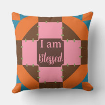 Blessed, Colourful Throw Pillow for Living Room