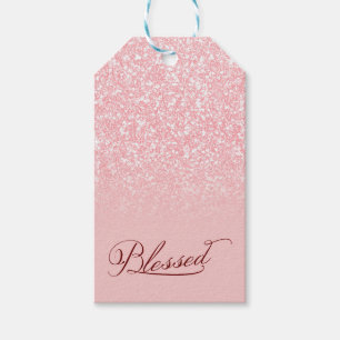 Blessed Custom Name Pink Glitter Colour F3C0C0 Gift Tags
