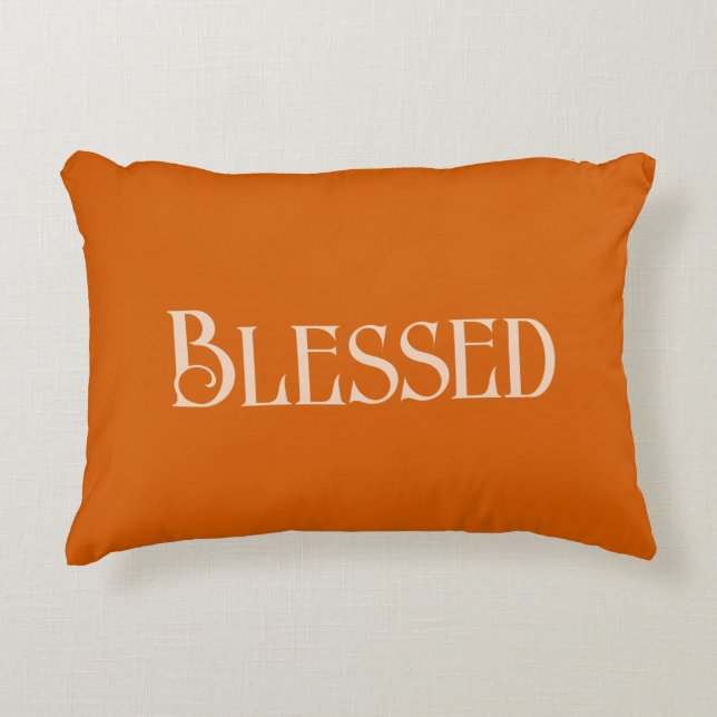 "Blessed" Custom Typography on Bamboo Decorative Cushion (Front)