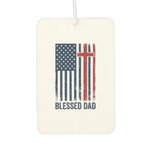 Blessed Dad Christian Flag Cross Vintage Shirt Des Car Air Freshener