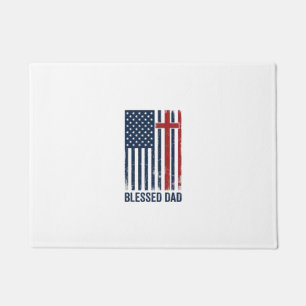 Blessed Dad Christian Flag Cross Vintage Shirt Des Doormat
