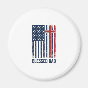 Blessed Dad Christian Flag Cross Vintage Shirt Des Magnet