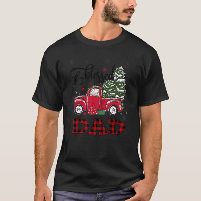 Blessed Dad   Christmas Family Lights Truck Red Tr T-Shirt (Front)