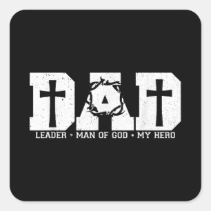 Blessed Dad Daddy Cross Christian Religious Father Square Sticker