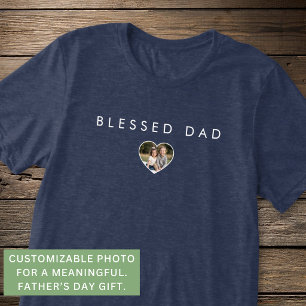 Blessed Dad Fathers Day Photo Template Modern Tri-Blend Shirt