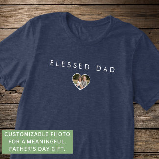 Blessed Dad Fathers Day Photo Template Modern Tri-Blend Shirt