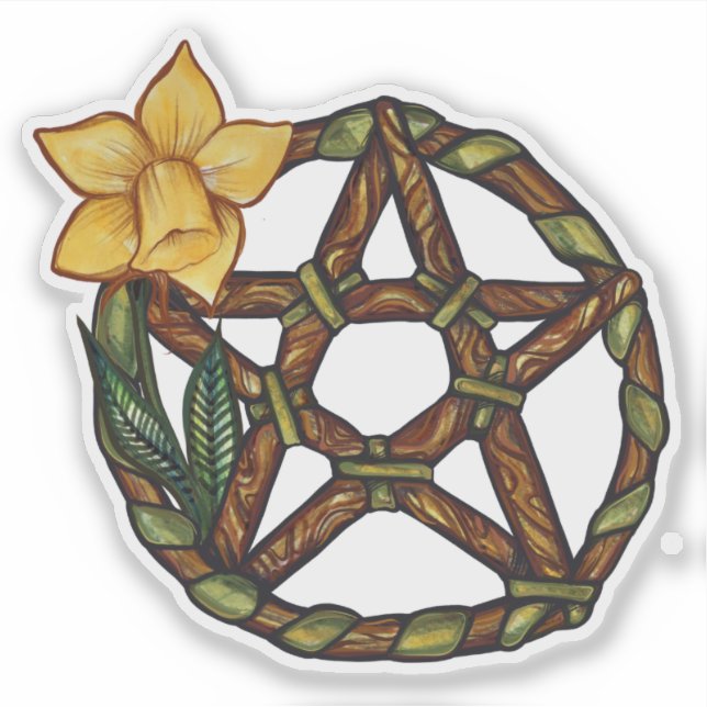 Blessed Daffodil Pentacle Ostara Art               (Front)