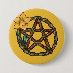 Blessed Daffodil Pentacle Ostara Art               7.5 Cm Round Badge