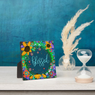 Blessed Daisies Inspirational Green Easel Plaque