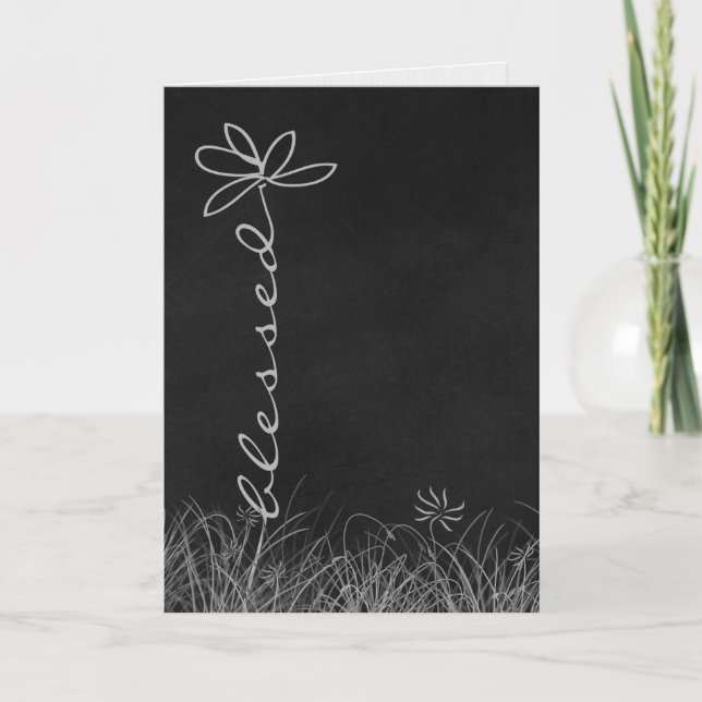 Blessed Daisy flower on chalkboard for friends Card (Front)