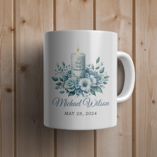 Blessed Day First Holy Communion Floral Coffee Mug (Creator Uploaded)