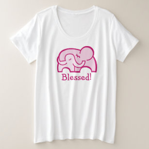 Blessed! elephant hug maternity pink t-shirt plus size T-Shirt
