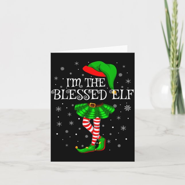 Blessed Elf Christmas Matching Family Women Girls  Card (Front)