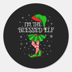 Blessed Elf Christmas Matching Family Women Girls Classic Round Sticker