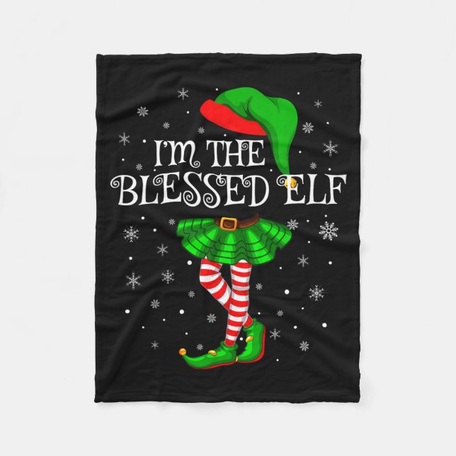 Blessed Elf Christmas Matching Family Women Girls  Fleece Blanket (Front)