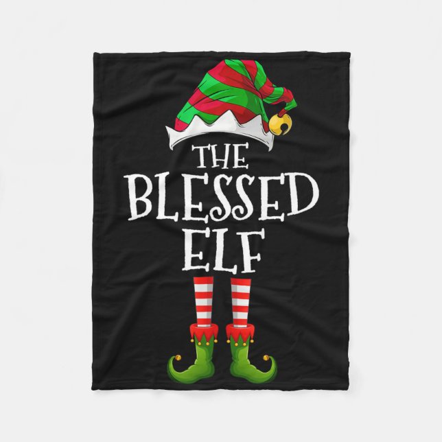 Blessed Elf Fun Matching Pajama Group Christmas Wo Fleece Blanket (Front)