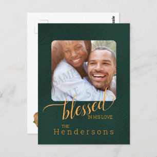 Blessed Emerald Green Family Custom Photo Postcard