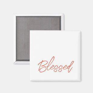 Blessed Faith Orange White Grateful Thankful Magnet