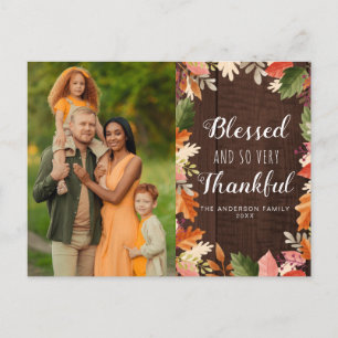 blessed fall leaves Thanksgiving Postcard