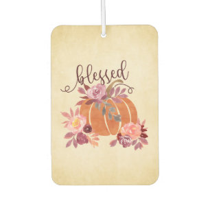 Blessed - Fall Pumpkin with Pink Flowers Car Air Freshener