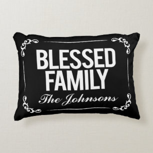 Blessed Family Pillow with Scripture