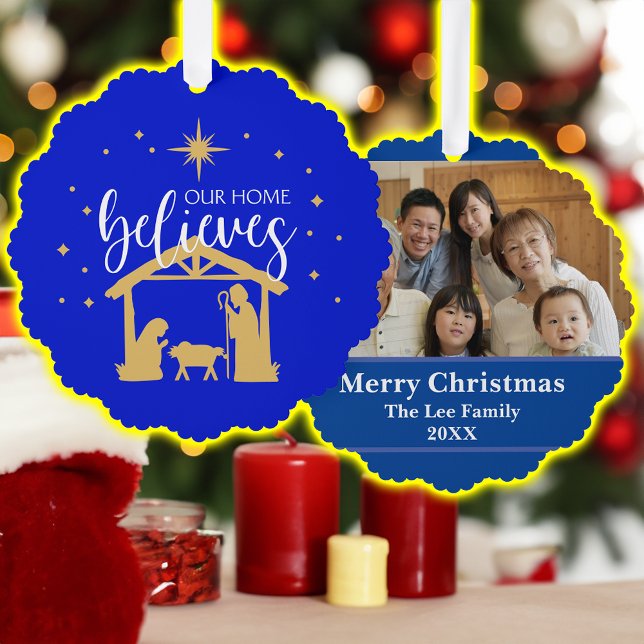 Blessed First Home Christmas Nativity Scene Tree Decoration Card (Creator Uploaded)