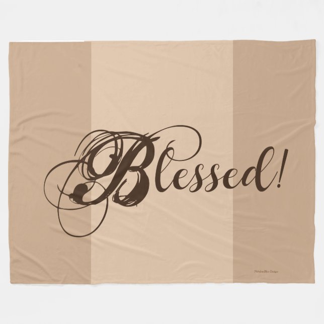 Blessed! Fleece Blanket (Tan/ Brown) (Front (Horizontal))