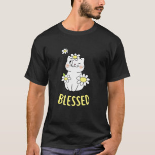 BLESSED, Floral Cat, Positive Joyful Christian T-Shirt