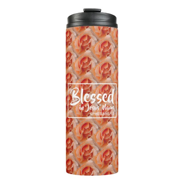 BLESSED Floral Ephesians Christian Scripture Thermal Tumbler (Front)