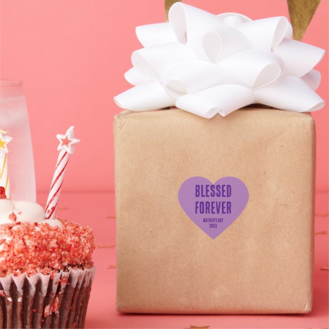 Blessed Forever Shades of Lavender Mother's Day Heart Sticker (Party)