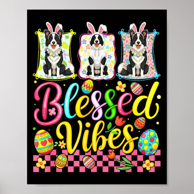 Blessed funny vibes easter three cute bunny border poster (Front)