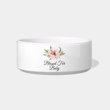 Blessed Fur Baby with Floral Design Food/Water