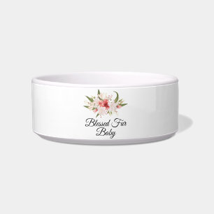 Blessed Fur Baby with Floral Design Food/Water Bowl