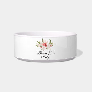 Blessed Fur Baby with Floral Design Food/Water Bowl