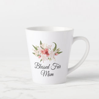 Blessed Fur Mum with Watercolor Floral Design Latte Mug