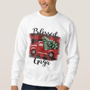 Blessed Gaga Red Truck Vintage Christmas Tree Sweatshirt