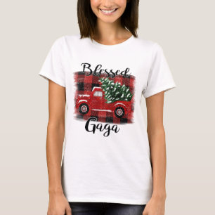 Blessed Gaga Red Truck Vintage Christmas Tree T-Shirt