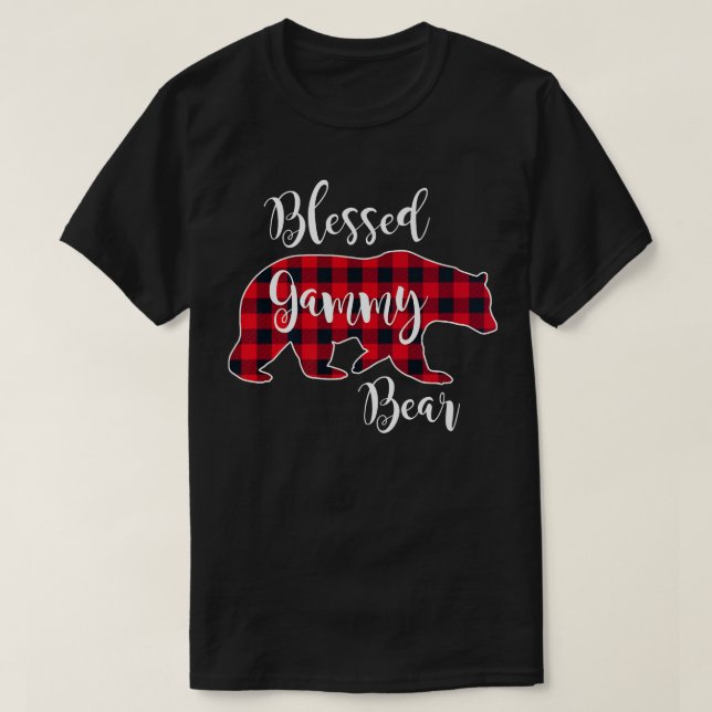 Blessed Gammy Bear Red Buffalo Check Plaid Fun Gra T-Shirt (Design Front)