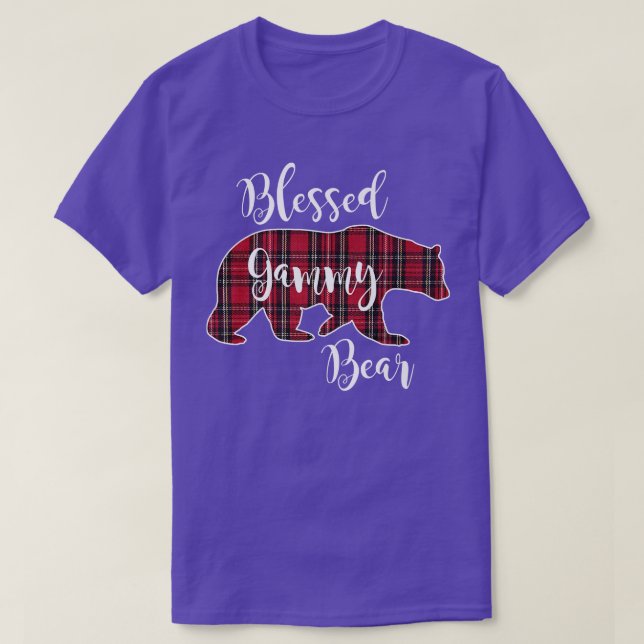 Blessed Gammy Bear Red Tartan Plaid Grandma Gift P T-Shirt (Design Front)