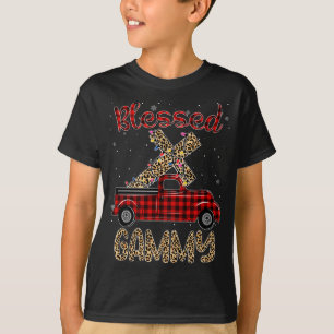 Blessed Gammy Christmas Red Truck Plaid Colour Fam T-Shirt