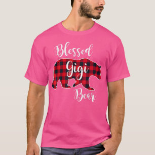 Blessed Gigi Bear Red Buffalo Check Plaid Fun Gran T-Shirt