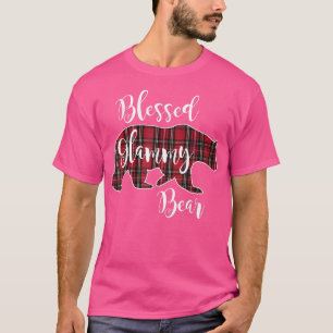 Blessed Glammy Bear Red Tartan Plaid Grandma Gift T-Shirt
