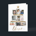 Blessed Gold Script Christmas Tree Photo Collage Holiday Card<br><div class="desc">Celebrate the joy and warmth of the holiday season with our "Blessed Gold Script Christmas Tree Photo Collage Holiday Card." This card isn't just a greeting—it's a heartfelt way to connect with loved ones and share the special moments that make your year shine. 🌲 Christmas Tree Collage: Embrace the spirit...</div>