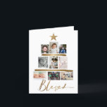 Blessed Gold Script Christmas Tree Photo Collage Holiday Card<br><div class="desc">Celebrate the joy and warmth of the holiday season with our "Blessed Gold Script Christmas Tree Photo Collage Holiday Card." This card isn't just a greeting—it's a heartfelt way to connect with loved ones and share the special moments that make your year shine. 🌲 Christmas Tree Collage: Embrace the spirit...</div>