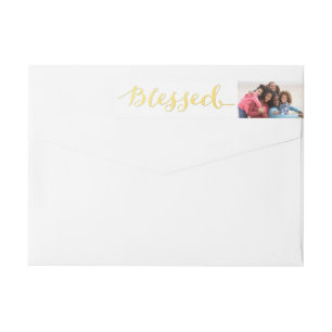Blessed Gold Script   Holiday Labels