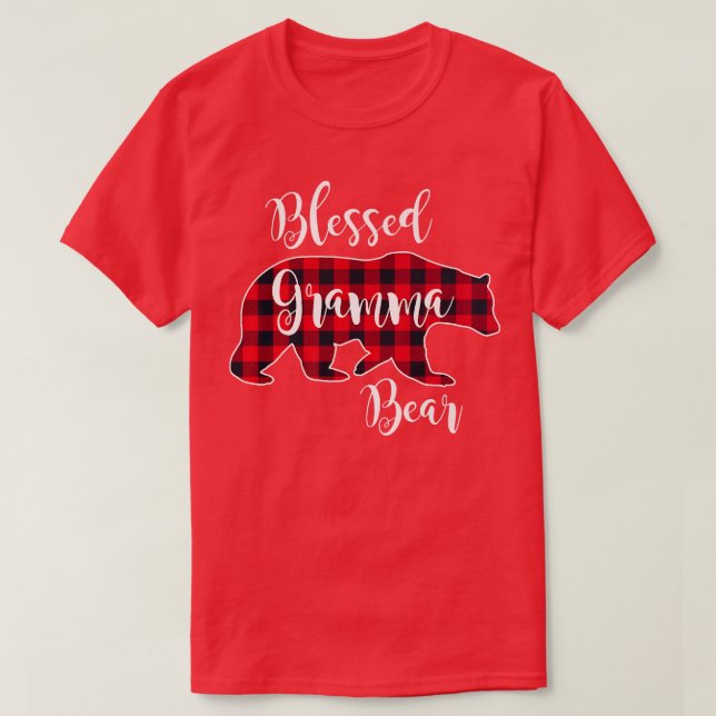 Blessed Gramma Bear Red Buffalo Check Plaid Fun Gr T-Shirt (Design Front)