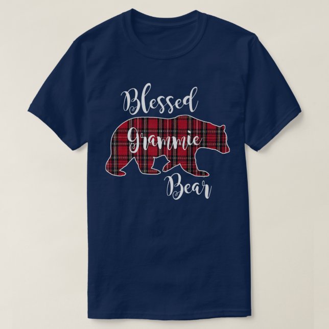 Blessed Grammie Bear Red Tartan Plaid Grandma Gift T-Shirt (Design Front)