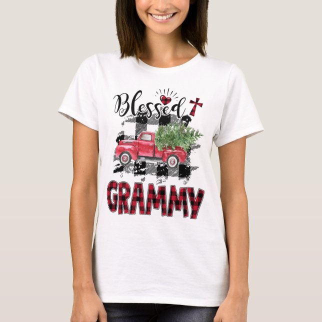 Blessed Grammy Red-plaid Christmas T-Shirt (Front)