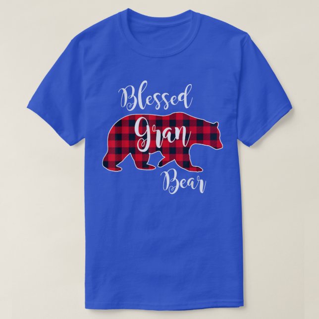 Blessed Gran Bear Red Buffalo Check Plaid Fun Gran T-Shirt (Design Front)